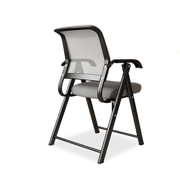 Moderner minimalistischer klappbarer Netzschwamm-Kohlenstoffstahl-Quadrat-Schreibtischstuhl mit Rückenlehne und Armlehnen für das Home Office oder das Studium 