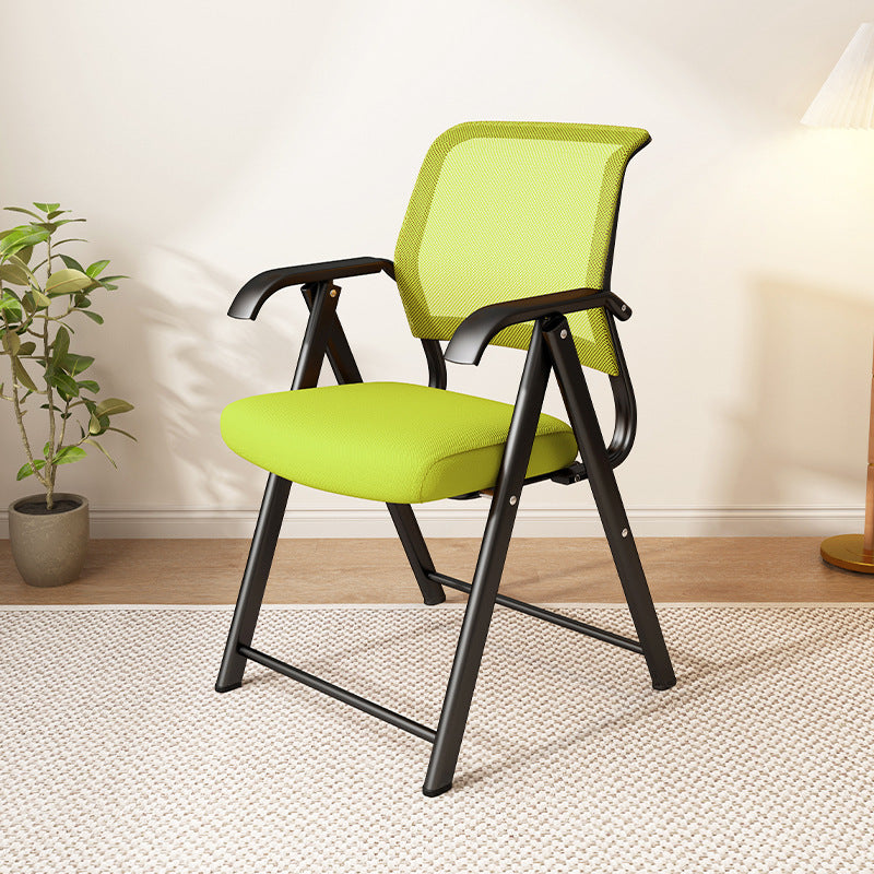Moderner minimalistischer klappbarer Netzschwamm-Kohlenstoffstahl-Quadrat-Schreibtischstuhl mit Rückenlehne und Armlehnen für das Home Office oder das Studium 