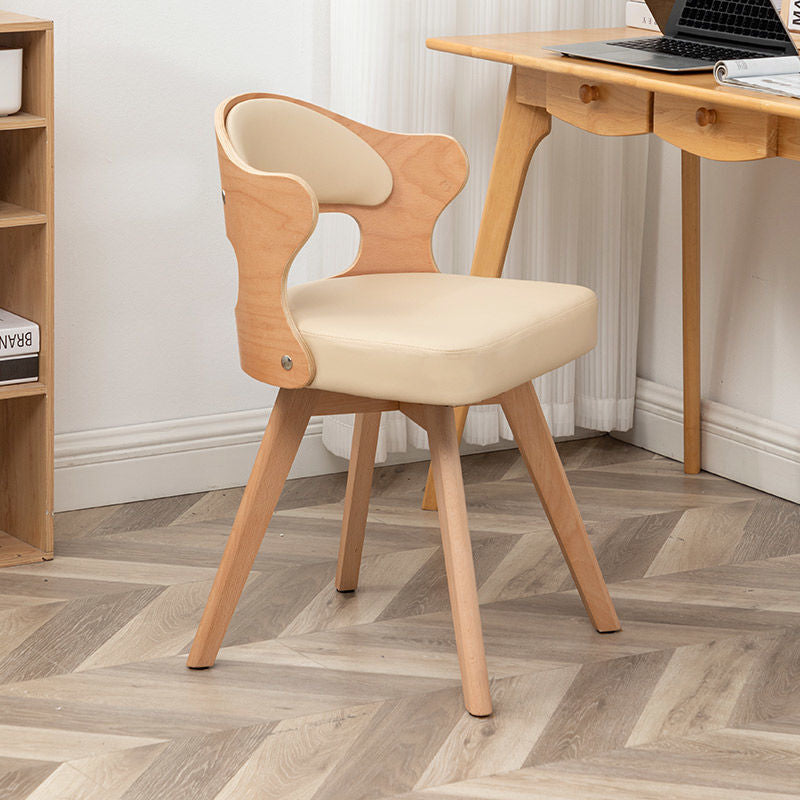 Zeitgenössischer nordischer Buchenholz-Drehstuhl aus Kunstleder oder Leinen mit Rückenlehne für Home Office & Studium 