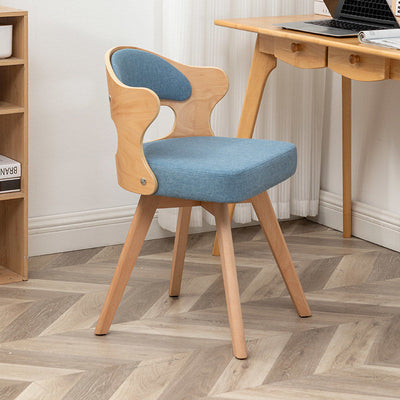 Zeitgenössischer nordischer Buchenholz-Drehstuhl aus Kunstleder oder Leinen mit Rückenlehne für Home Office & Studium 