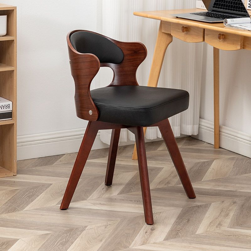 Zeitgenössischer nordischer Buchenholz-Drehstuhl aus Kunstleder oder Leinen mit Rückenlehne für Home Office & Studium 