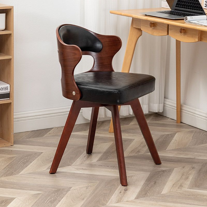 Zeitgenössischer nordischer Buchenholz-Drehstuhl aus Kunstleder oder Leinen mit Rückenlehne für Home Office & Studium 