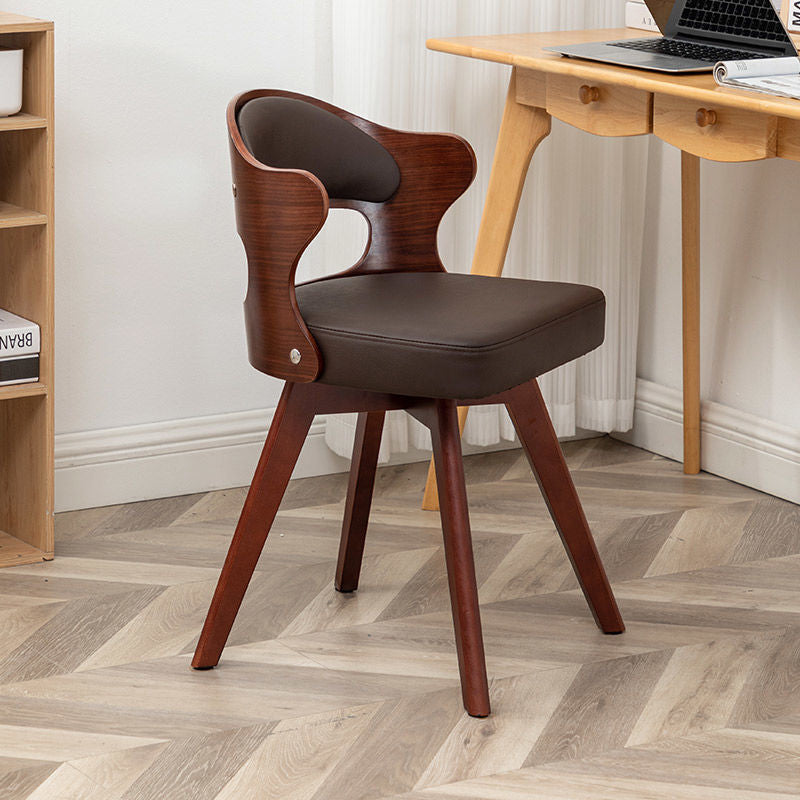Zeitgenössischer nordischer Buchenholz-Drehstuhl aus Kunstleder oder Leinen mit Rückenlehne für Home Office & Studium 