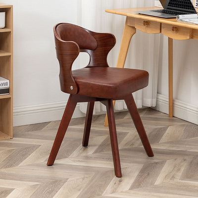 Zeitgenössischer nordischer Buchenholz-Drehstuhl aus Kunstleder oder Leinen mit Rückenlehne für Home Office & Studium 