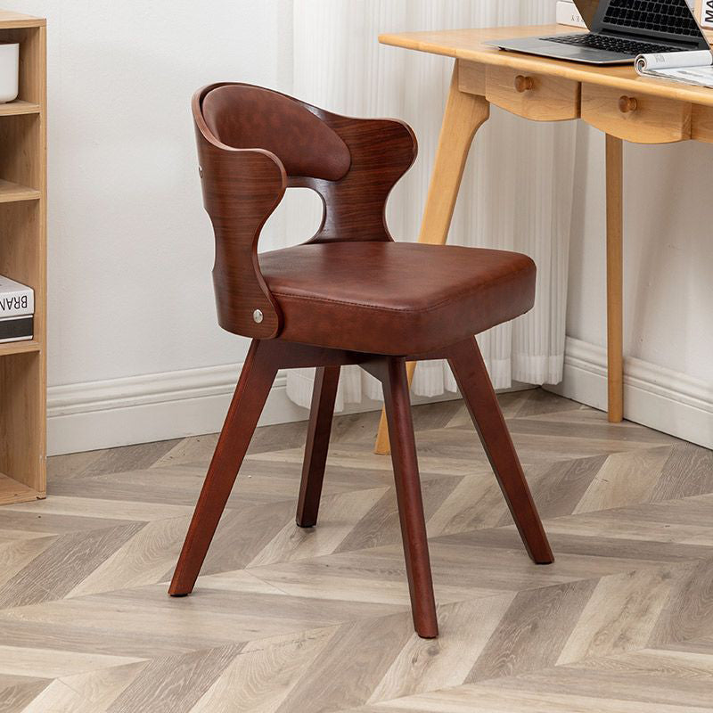 Zeitgenössischer nordischer Buchenholz-Drehstuhl aus Kunstleder oder Leinen mit Rückenlehne für Home Office & Studium 