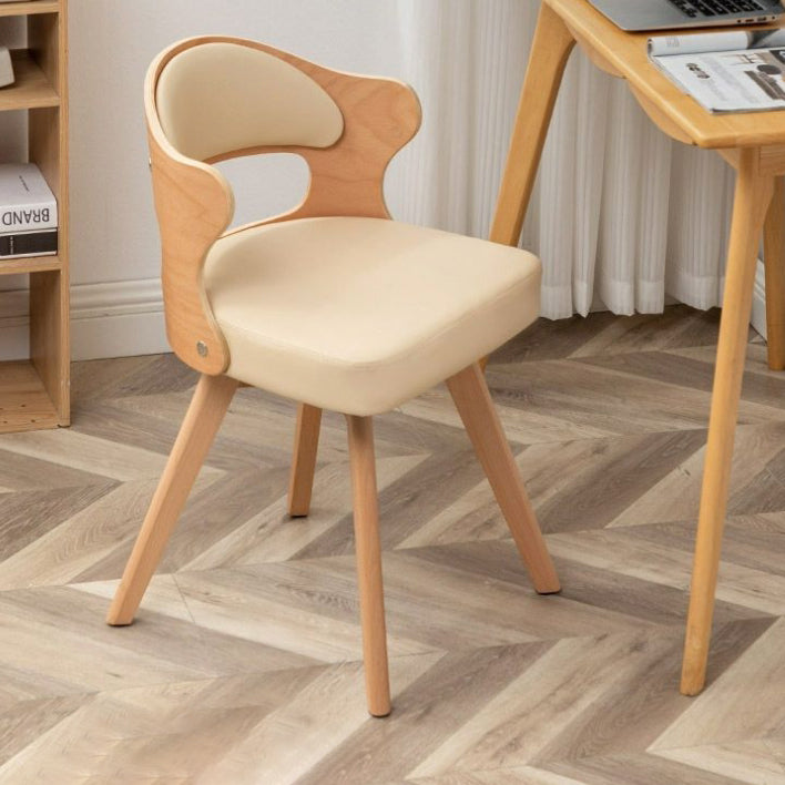 Zeitgenössischer nordischer Buchenholz-Drehstuhl aus Kunstleder oder Leinen mit Rückenlehne für Home Office & Studium 