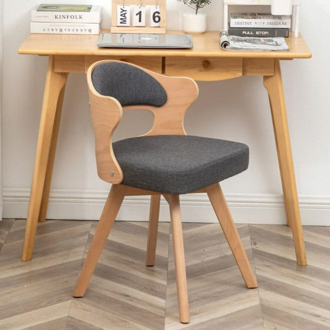 Zeitgenössischer nordischer Buchenholz-Drehstuhl aus Kunstleder oder Leinen mit Rückenlehne für Home Office & Studium 