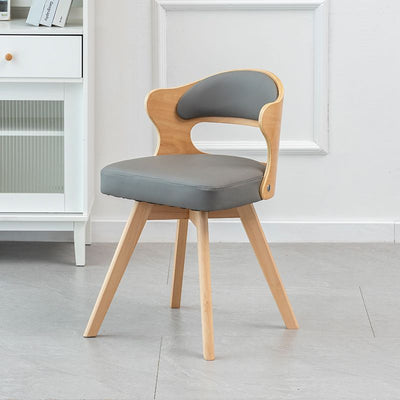 Zeitgenössischer nordischer Buchenholz-Drehstuhl aus Kunstleder oder Leinen mit Rückenlehne für Home Office & Studium 