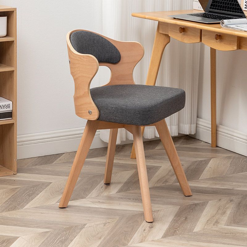 Zeitgenössischer nordischer Buchenholz-Drehstuhl aus Kunstleder oder Leinen mit Rückenlehne für Home Office & Studium 