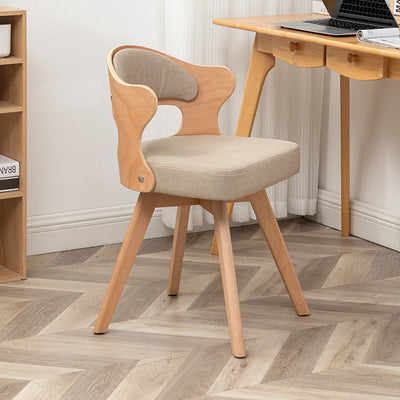 Zeitgenössischer nordischer Buchenholz-Drehstuhl aus Kunstleder oder Leinen mit Rückenlehne für Home Office & Studium 