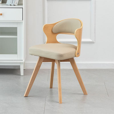 Zeitgenössischer nordischer Buchenholz-Drehstuhl aus Kunstleder oder Leinen mit Rückenlehne für Home Office & Studium 