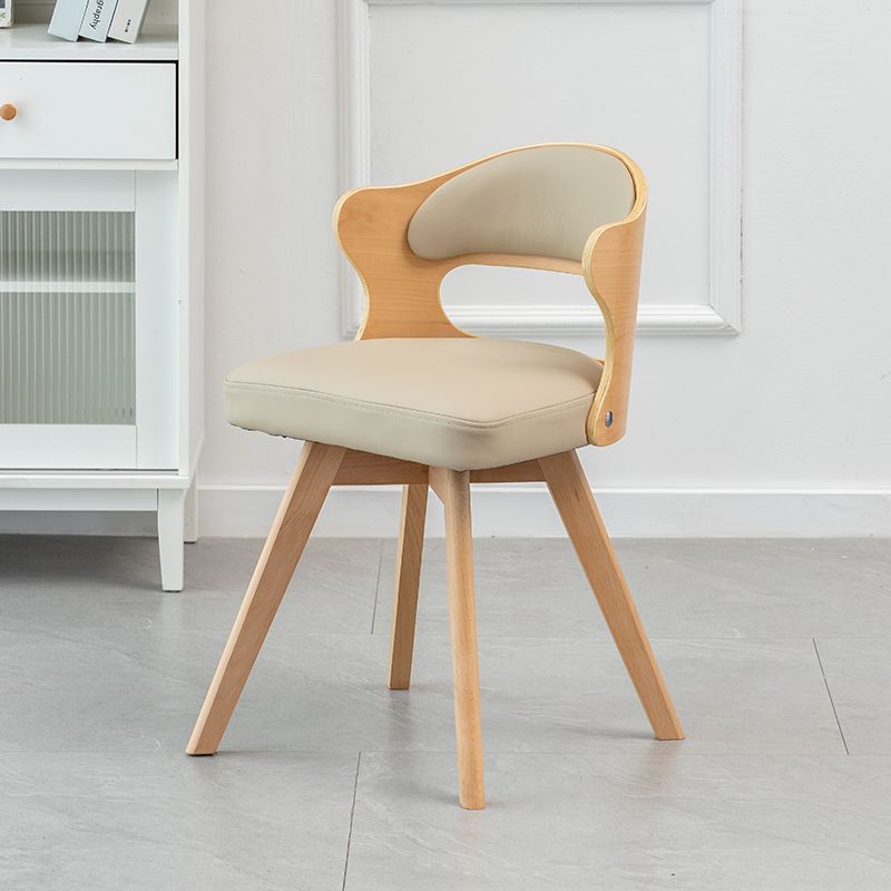 Zeitgenössischer nordischer Buchenholz-Drehstuhl aus Kunstleder oder Leinen mit Rückenlehne für Home Office & Studium 