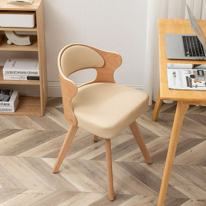 Zeitgenössischer nordischer Buchenholz-Drehstuhl aus Kunstleder oder Leinen mit Rückenlehne für Home Office & Studium 