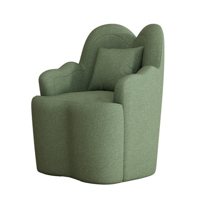 Contemporary Nordic Lambswool Or Suede Wood Metal Petal-Shaped Swivel Vanity Stool With Backrest And Armrests For Bedroom
