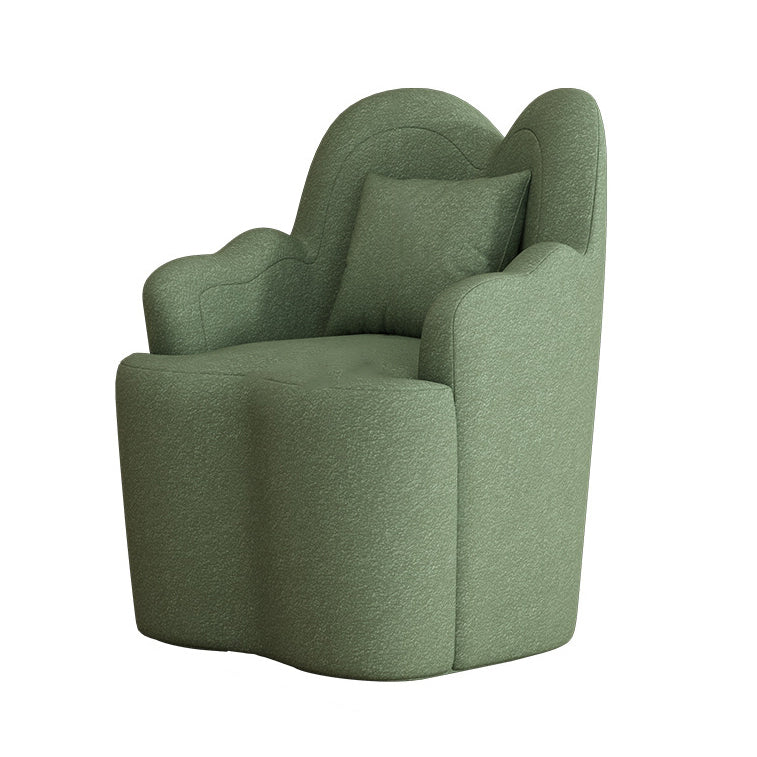 Contemporary Nordic Lambswool Or Suede Wood Metal Petal-Shaped Swivel Vanity Stool With Backrest And Armrests For Bedroom