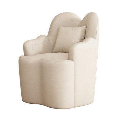 Contemporary Nordic Lambswool Or Suede Wood Metal Petal-Shaped Swivel Vanity Stool With Backrest And Armrests For Bedroom