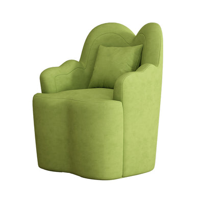 Contemporary Nordic Lambswool Or Suede Wood Metal Petal-Shaped Swivel Vanity Stool With Backrest And Armrests For Bedroom