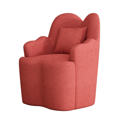 Contemporary Nordic Lambswool Or Suede Wood Metal Petal-Shaped Swivel Vanity Stool With Backrest And Armrests For Bedroom