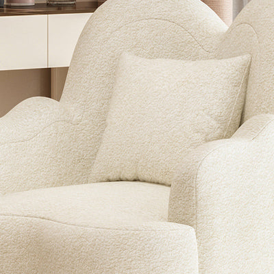 Contemporary Nordic Lambswool Or Suede Wood Metal Petal-Shaped Swivel Vanity Stool With Backrest And Armrests For Bedroom