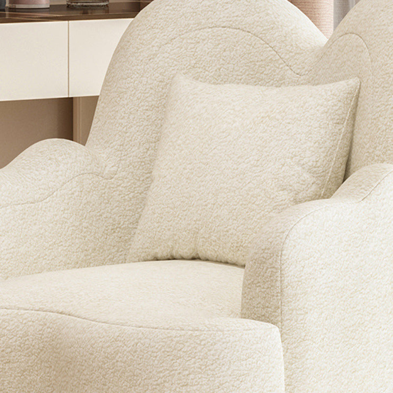 Contemporary Nordic Lambswool Or Suede Wood Metal Petal-Shaped Swivel Vanity Stool With Backrest And Armrests For Bedroom