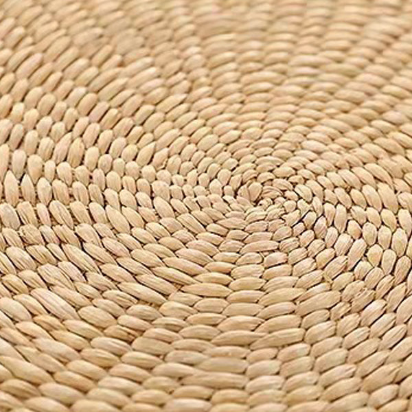 Traditional Japanese Weaving Rush Grass Cotton Round Cushion Low Stool Stackable For Living Room