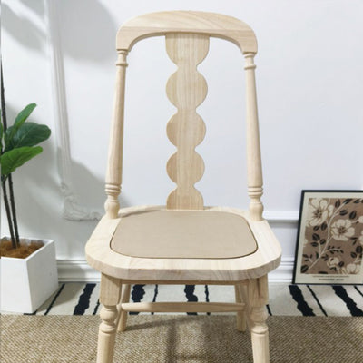 Traditional French Rubber Wood Fabric Leather Square Beaded Back Dining Chair With Backrest For Dining Room