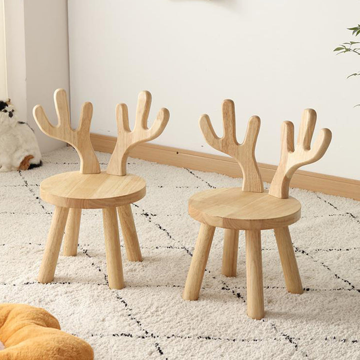 Zeitgenössischer kreativer runder Kinderhocker aus massivem Holz mit Rückenlehne für Wohnzimmer und Flur 