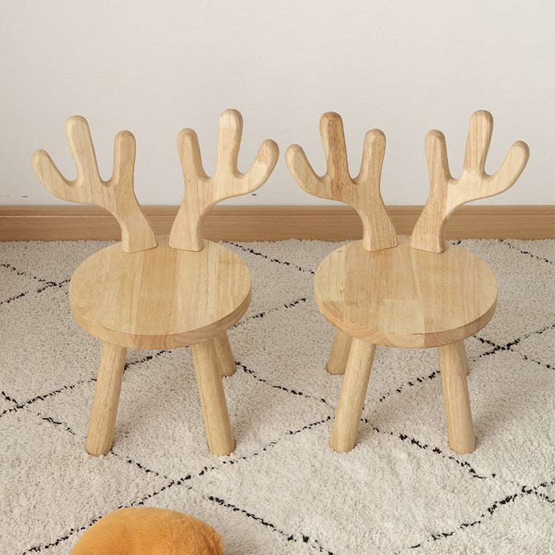 Zeitgenössischer kreativer runder Kinderhocker aus massivem Holz mit Rückenlehne für Wohnzimmer und Flur 