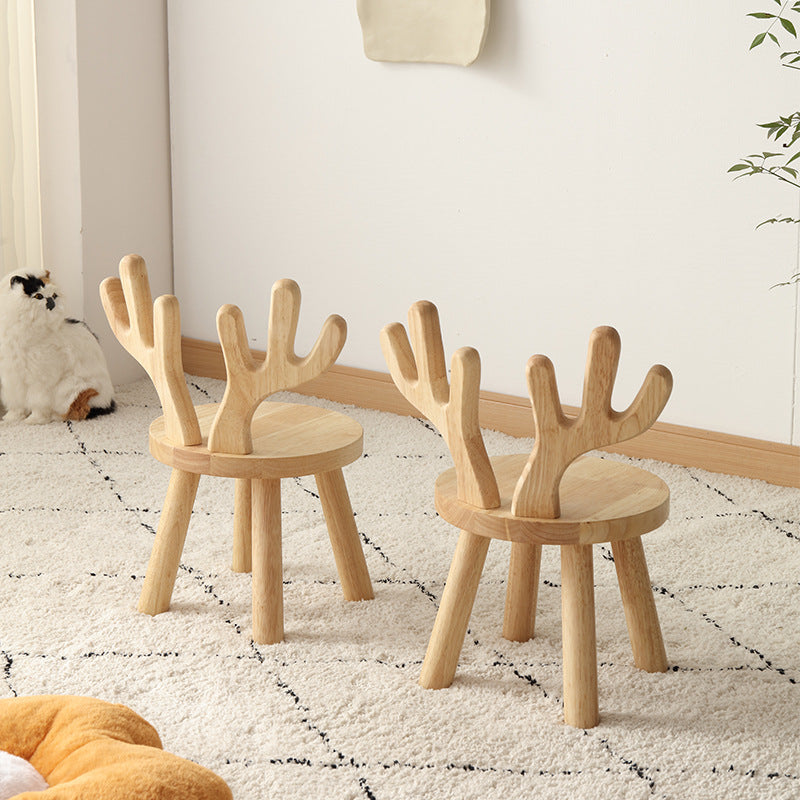 Zeitgenössischer kreativer runder Kinderhocker aus massivem Holz mit Rückenlehne für Wohnzimmer und Flur 