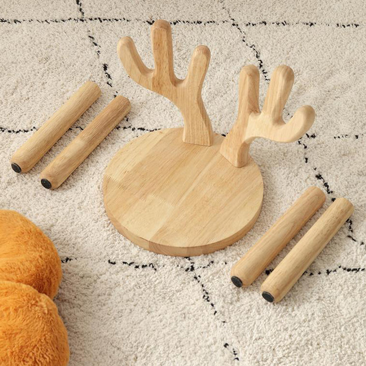 Zeitgenössischer kreativer runder Kinderhocker aus massivem Holz mit Rückenlehne für Wohnzimmer und Flur 