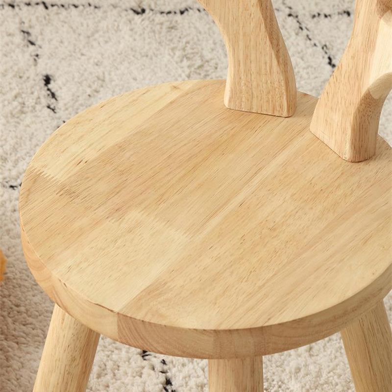 Zeitgenössischer kreativer runder Kinderhocker aus massivem Holz mit Rückenlehne für Wohnzimmer und Flur 