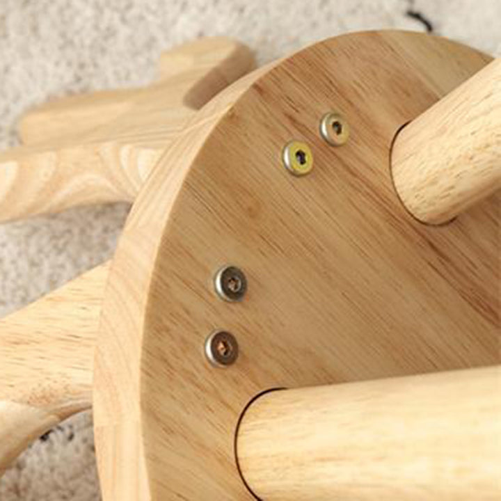 Zeitgenössischer kreativer runder Kinderhocker aus massivem Holz mit Rückenlehne für Wohnzimmer und Flur 