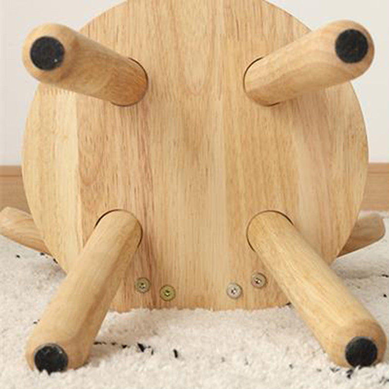 Zeitgenössischer kreativer runder Kinderhocker aus massivem Holz mit Rückenlehne für Wohnzimmer und Flur 