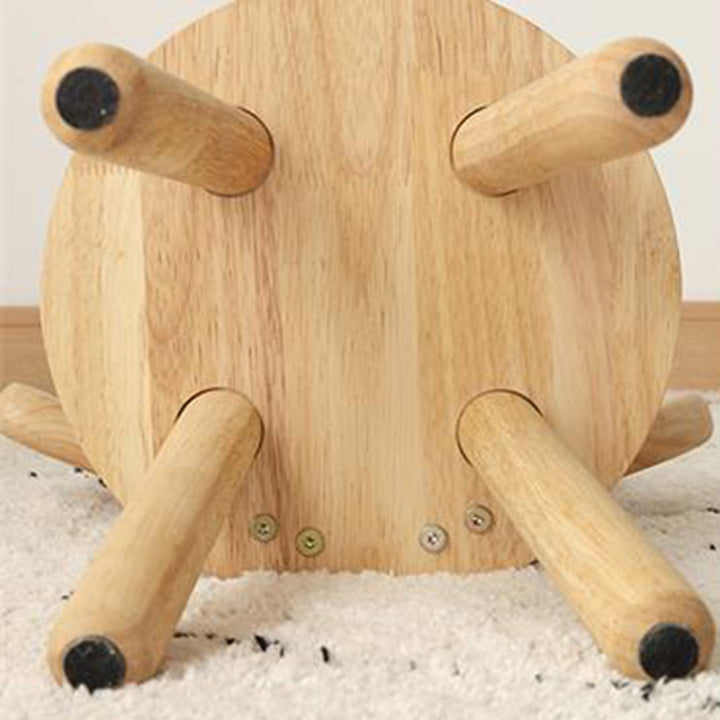 Zeitgenössischer kreativer runder Kinderhocker aus massivem Holz mit Rückenlehne für Wohnzimmer und Flur 