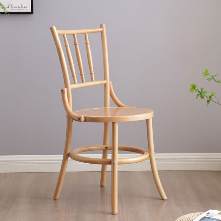 Chaise de salle à manger ronde contemporaine en bois de hêtre et rotin avec dossier et repose-pieds pour salle à manger 