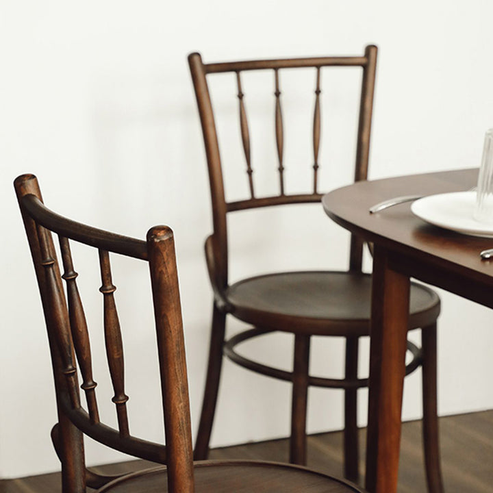 Chaise de salle à manger ronde contemporaine en bois de hêtre et rotin avec dossier et repose-pieds pour salle à manger 