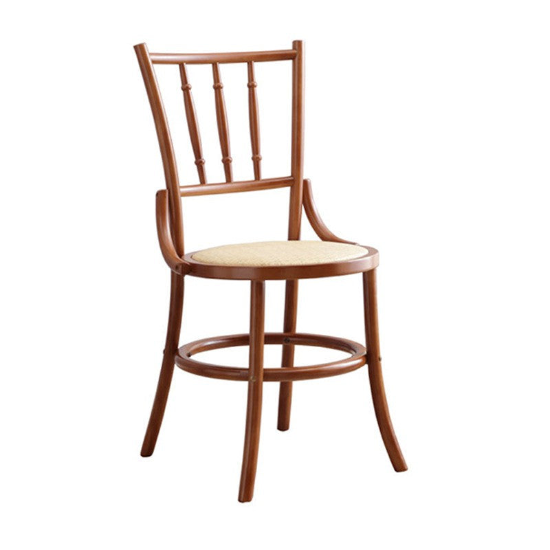Chaise de salle à manger ronde contemporaine en bois de hêtre et rotin avec dossier et repose-pieds pour salle à manger 
