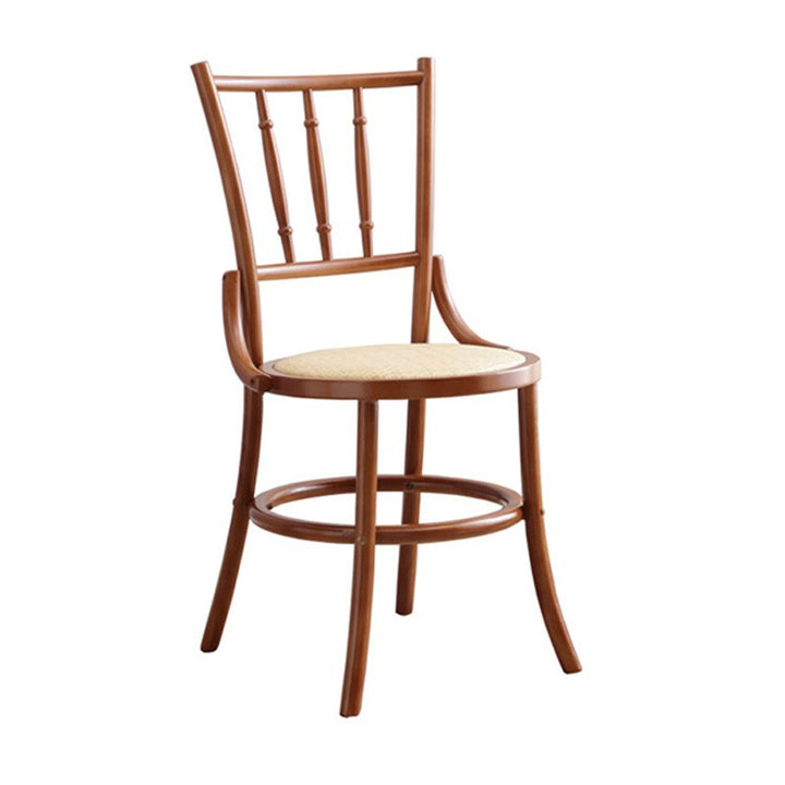 Chaise de salle à manger ronde contemporaine en bois de hêtre et rotin avec dossier et repose-pieds pour salle à manger 