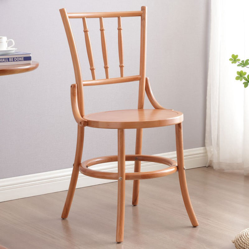 Chaise de salle à manger ronde contemporaine en bois de hêtre et rotin avec dossier et repose-pieds pour salle à manger 