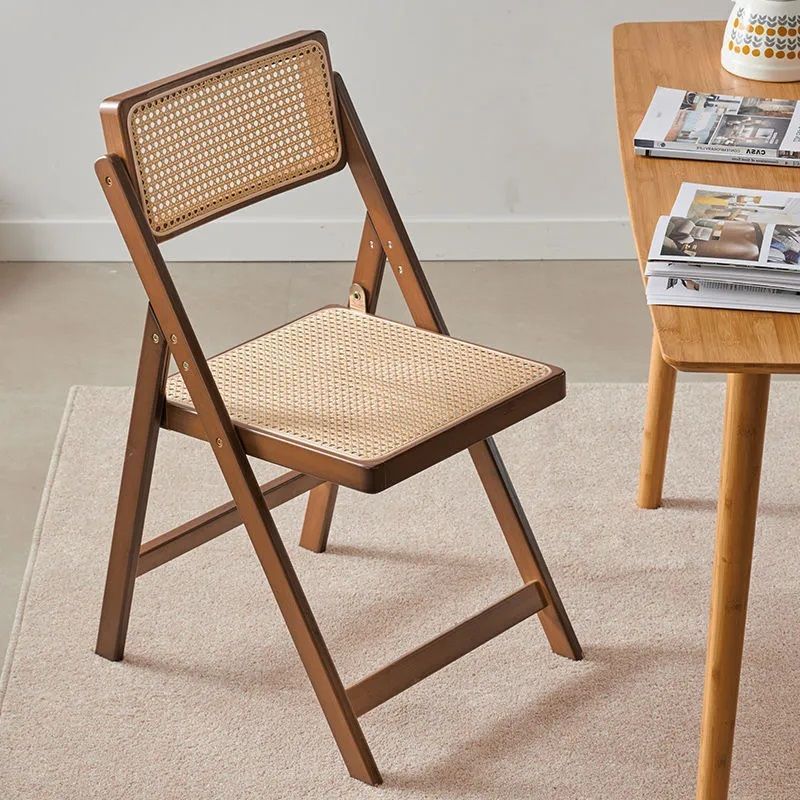 Chaise de salle à manger pliable carrée en bambou et résine traditionnelle japonaise avec dossier et repose-pieds pour cuisine ou salle à manger 