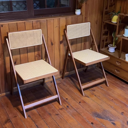 Chaise de salle à manger pliable carrée en bambou et résine traditionnelle japonaise avec dossier et repose-pieds pour cuisine ou salle à manger 