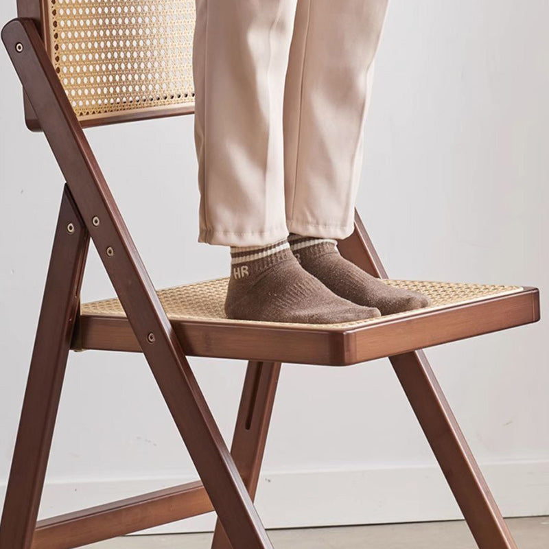 Chaise de salle à manger pliable carrée en bambou et résine traditionnelle japonaise avec dossier et repose-pieds pour cuisine ou salle à manger 