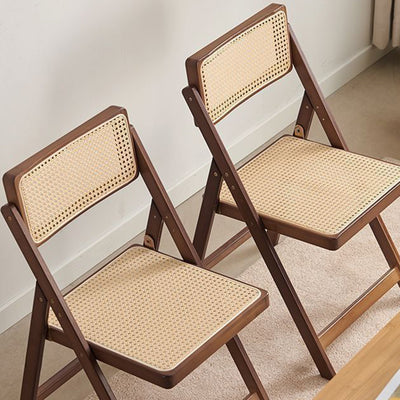 Chaise de salle à manger pliable carrée en bambou et résine traditionnelle japonaise avec dossier et repose-pieds pour cuisine ou salle à manger 