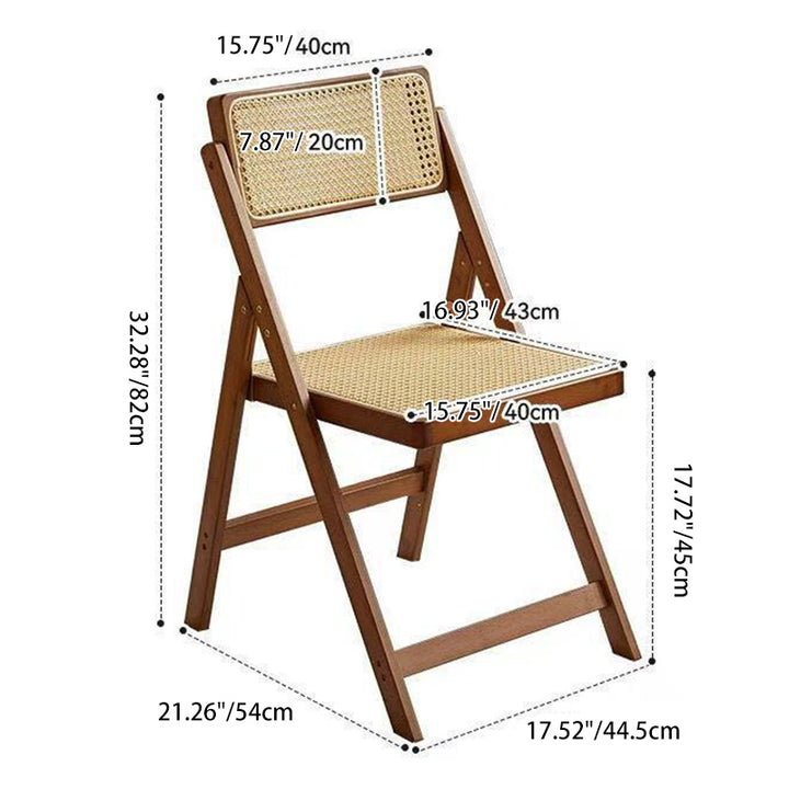 Traditional Japanese Bamboo &amp; Rattan Weaving Square Foldable Weaving Dining Chair With Backrest And Footrest For Kitchen Or Dining Room