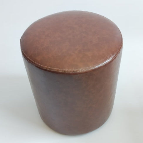 Zeitgenössischer Retro-Ölwachs-Leder-Holz-Rundknopf-Stapelbarer Fußhocker für Eingang &amp; Wohnzimmer 