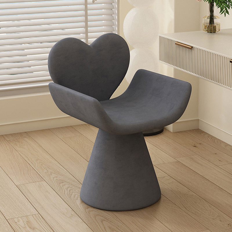 Tabouret de coiffeuse contemporain nordique en velours bois en forme de cœur pivotant avec dossier pour chambre 