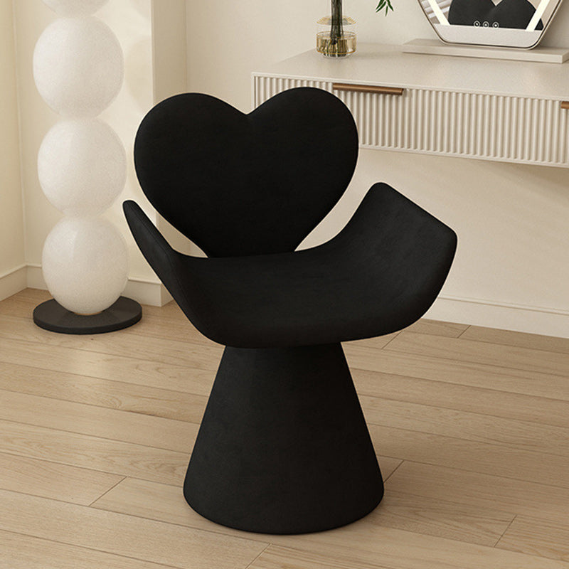 Tabouret de coiffeuse contemporain nordique en velours bois en forme de cœur pivotant avec dossier pour chambre 