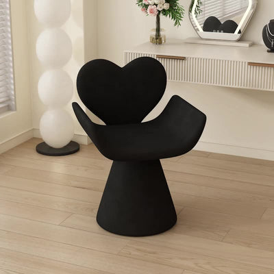 Tabouret de coiffeuse contemporain nordique en velours bois en forme de cœur pivotant avec dossier pour chambre 