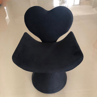 Tabouret de coiffeuse contemporain nordique en velours bois en forme de cœur pivotant avec dossier pour chambre 