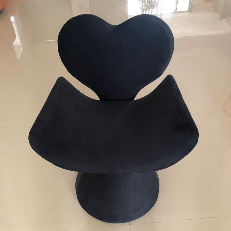 Tabouret de coiffeuse contemporain nordique en velours bois en forme de cœur pivotant avec dossier pour chambre 